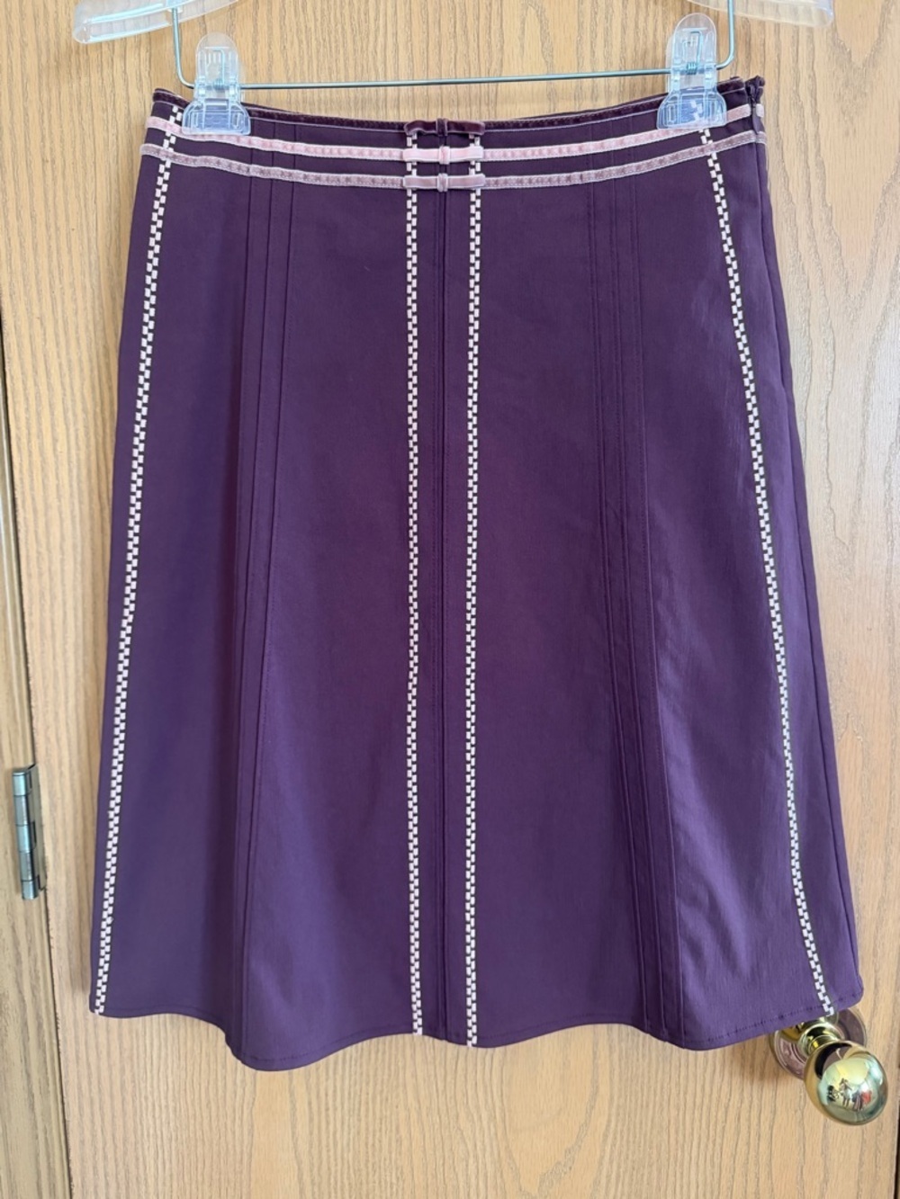 Anthropologie Elevenses Romantic A-Line Pink Stitching Purple Skirt Women Size 2